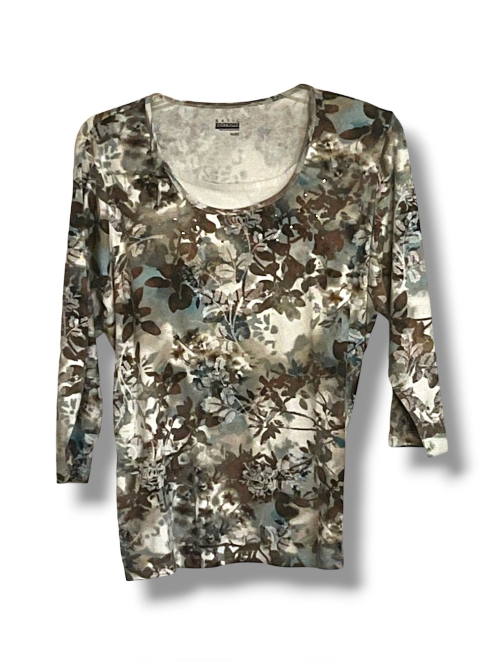 Sparkly Copper Sprinkled Muted Multicolor Relaxing Neutral Fall Leaf Print Top
